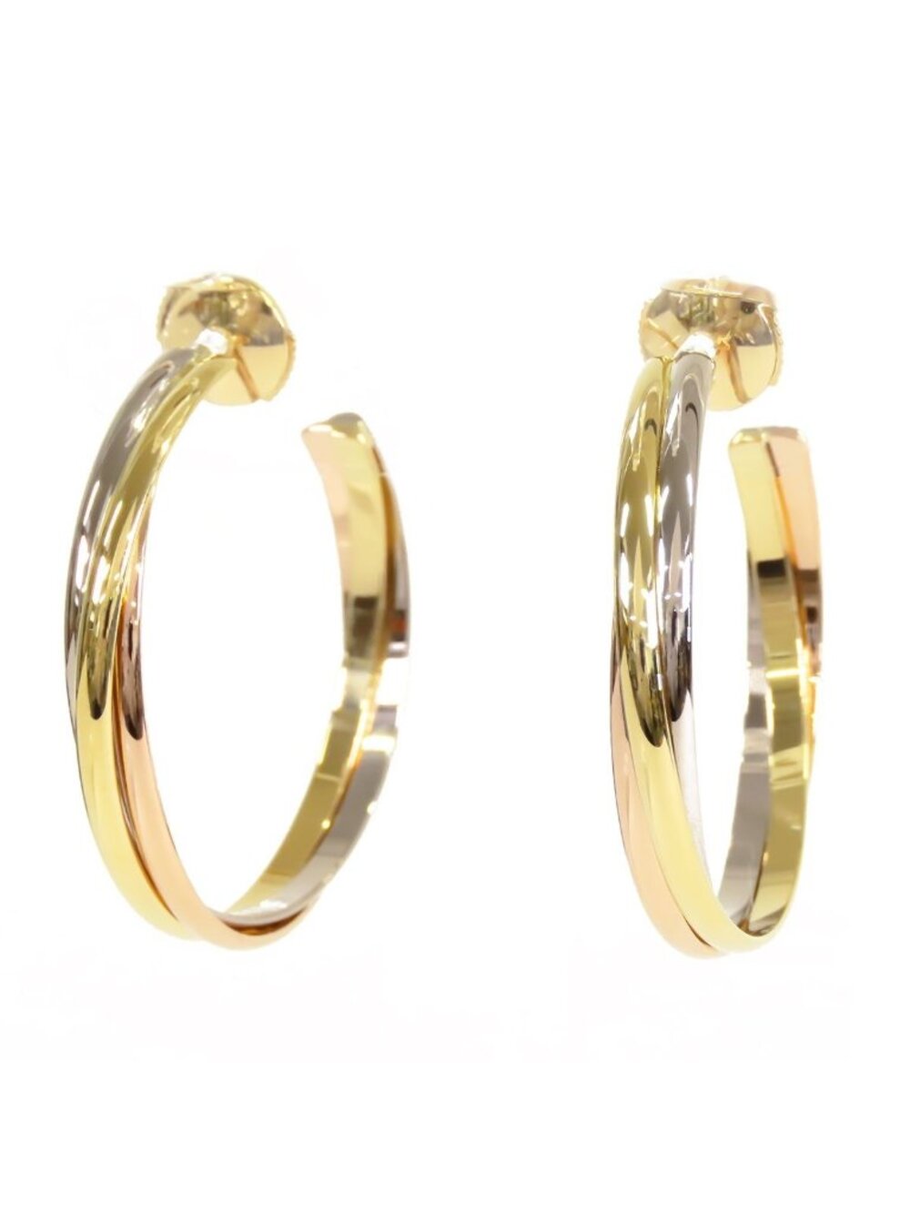 Cartier Trinity Hoop Earrings Three Color Gold